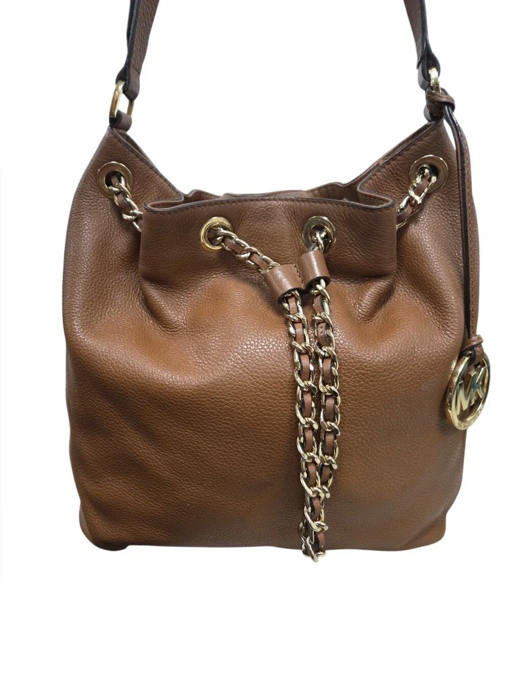 Michael Kors Frankie Cognac Pabbled Leather Shoulder Bag